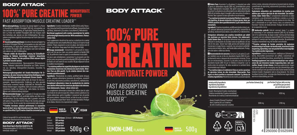100% kreatīna monohidrāts ar garšu, 500 g